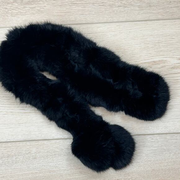Rabbit Fur neck warmer/snood - Black - Picture 3 of 6